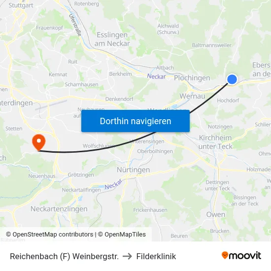 Reichenbach (F) Weinbergstr. to Filderklinik map