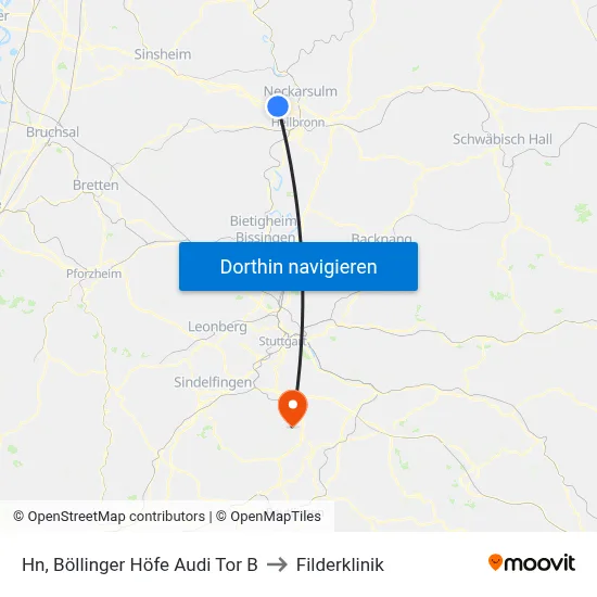 Hn, Böllinger Höfe  Audi Tor B to Filderklinik map