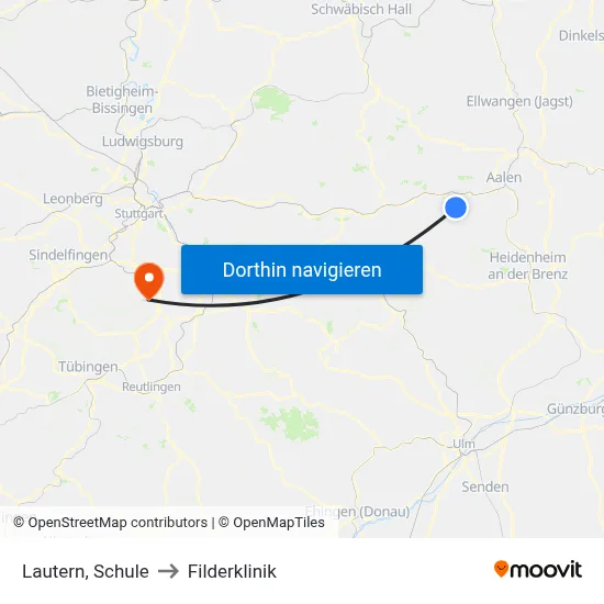 Lautern, Schule to Filderklinik map