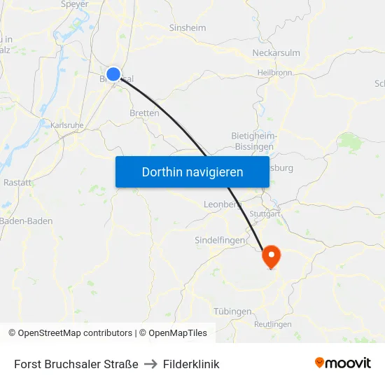 Forst Bruchsaler Straße to Filderklinik map
