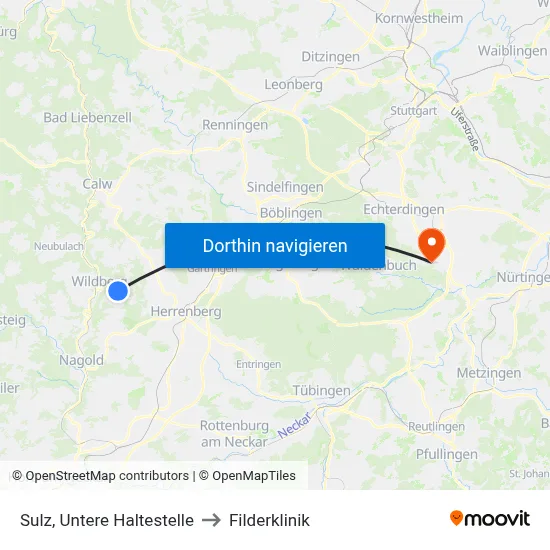 Sulz, Untere Haltestelle to Filderklinik map