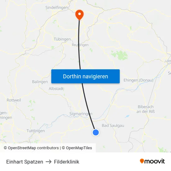 Einhart Spatzen to Filderklinik map