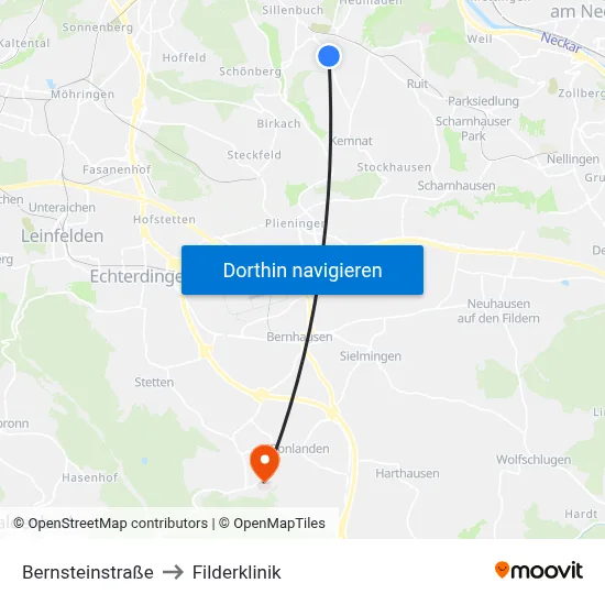Bernsteinstraße to Filderklinik map
