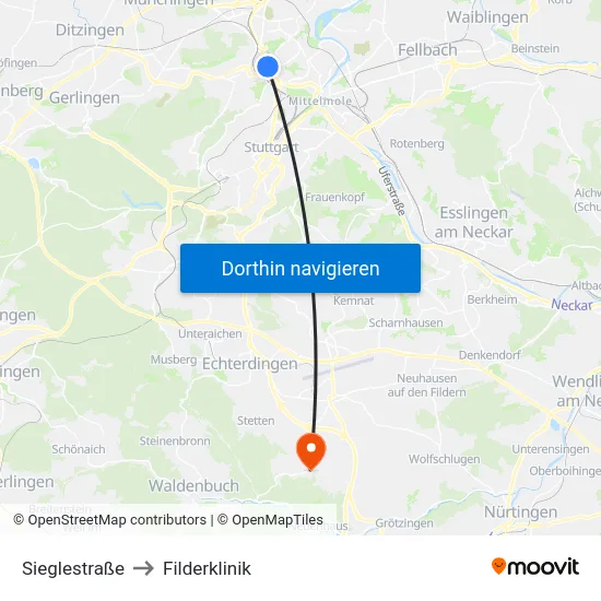 Sieglestraße to Filderklinik map