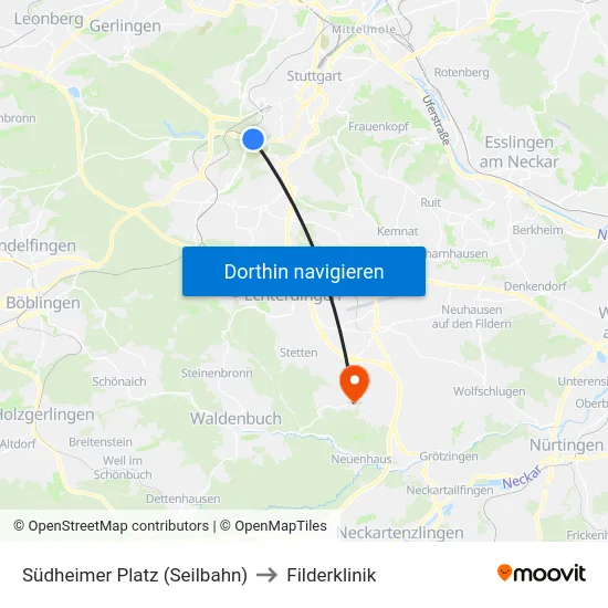 Südheimer Platz (Seilbahn) to Filderklinik map