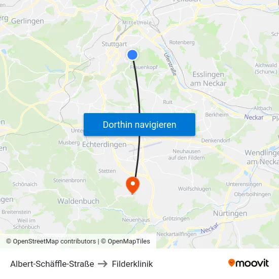 Albert-Schäffle-Straße to Filderklinik map