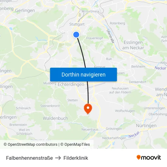 Falbenhennenstraße to Filderklinik map