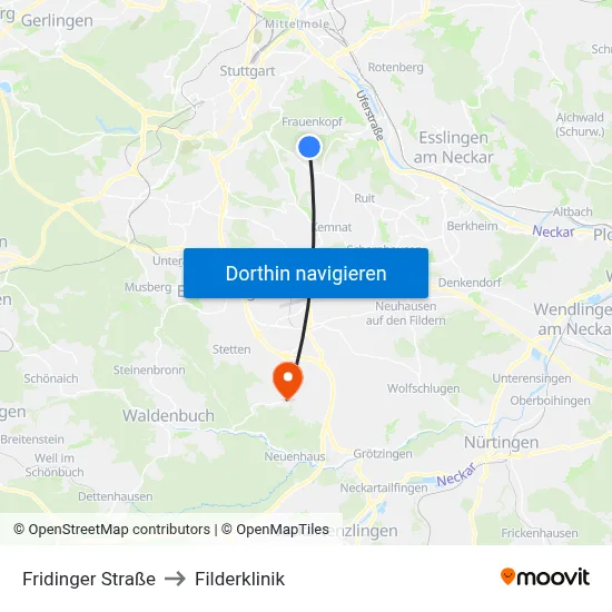 Fridinger Straße to Filderklinik map
