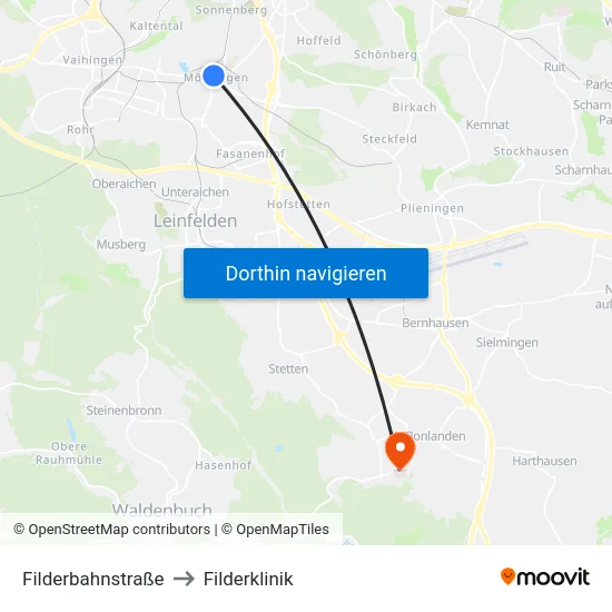 Filderbahnstraße to Filderklinik map