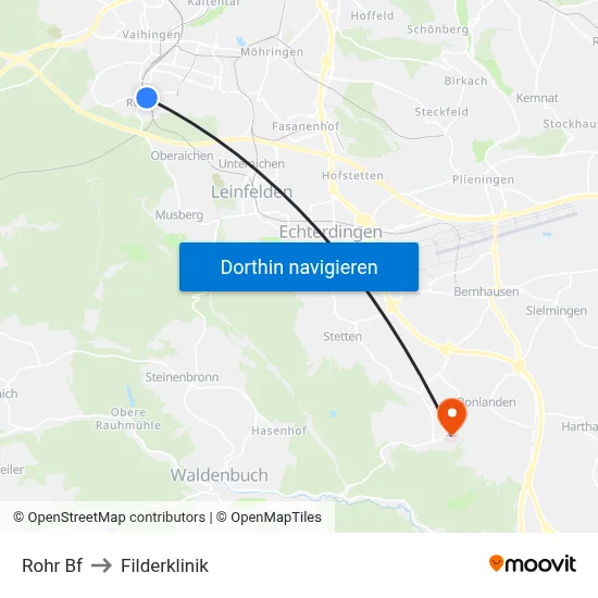 Rohr Bf to Filderklinik map
