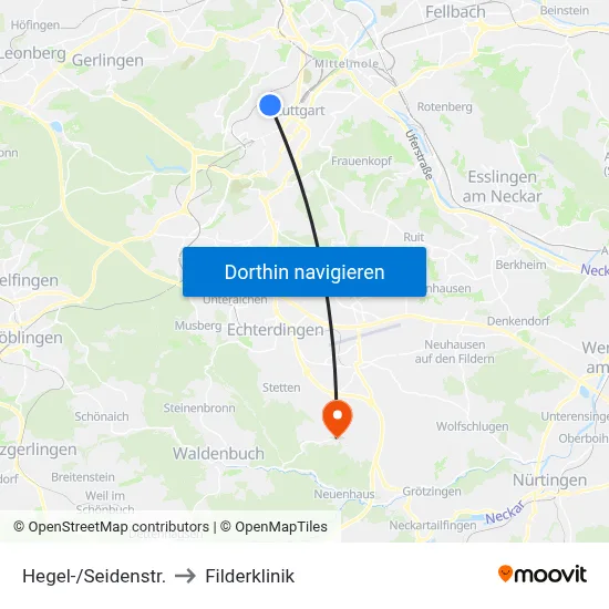 Hegel-/Seidenstr. to Filderklinik map