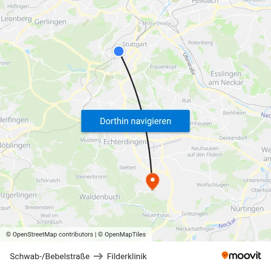 Schwab-/Bebelstraße to Filderklinik map