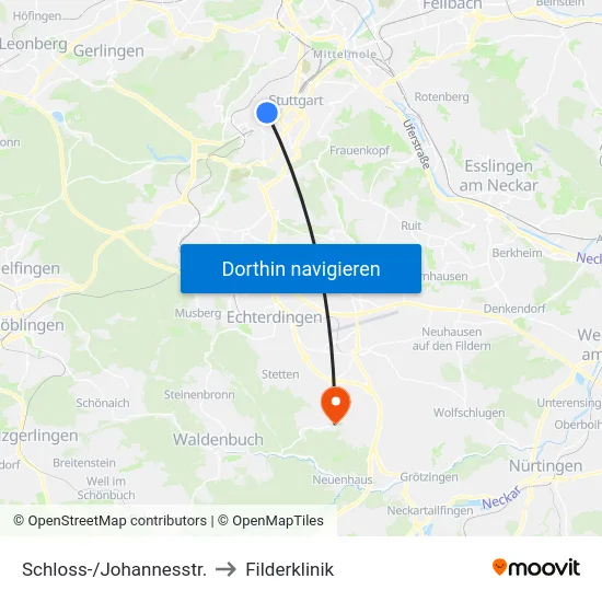 Schloss-/Johannesstr. to Filderklinik map