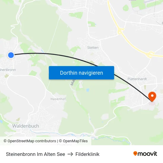 Steinenbronn Im Alten See to Filderklinik map