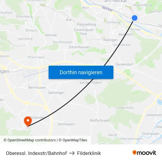 Oberessl. Indexstr/Bahnhof to Filderklinik map