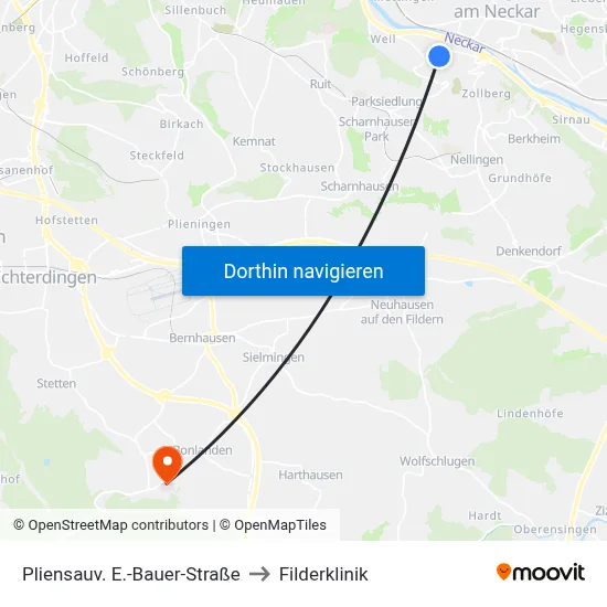 Pliensauv. E.-Bauer-Straße to Filderklinik map