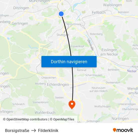 Borsigstraße to Filderklinik map