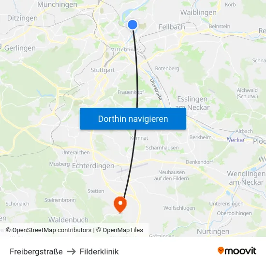 Freibergstraße to Filderklinik map