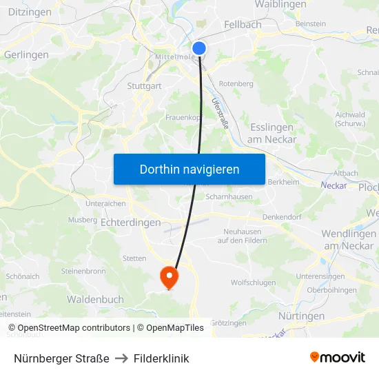 Nürnberger Straße to Filderklinik map