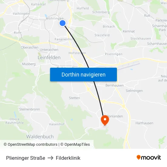 Plieninger Straße to Filderklinik map