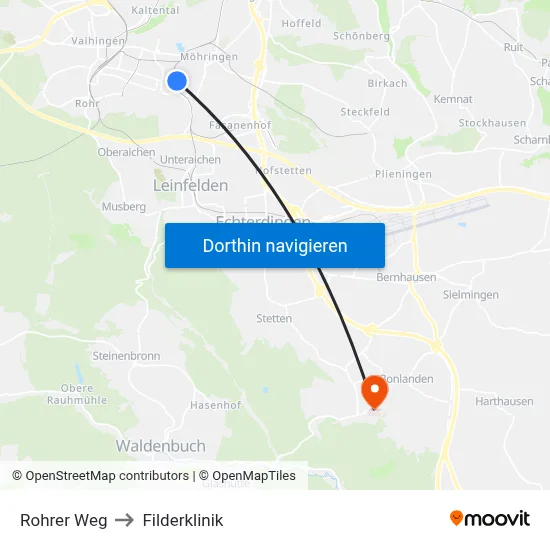 Rohrer Weg to Filderklinik map
