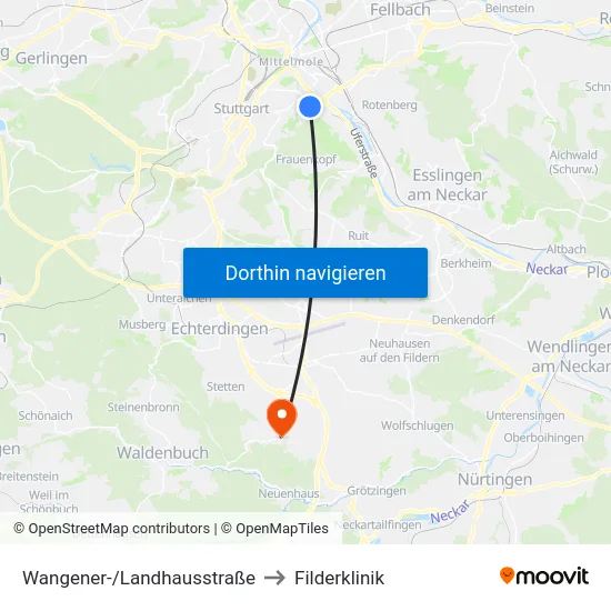 Wangener-/Landhausstraße to Filderklinik map
