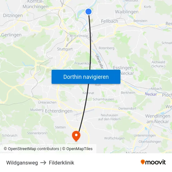 Wildgansweg to Filderklinik map