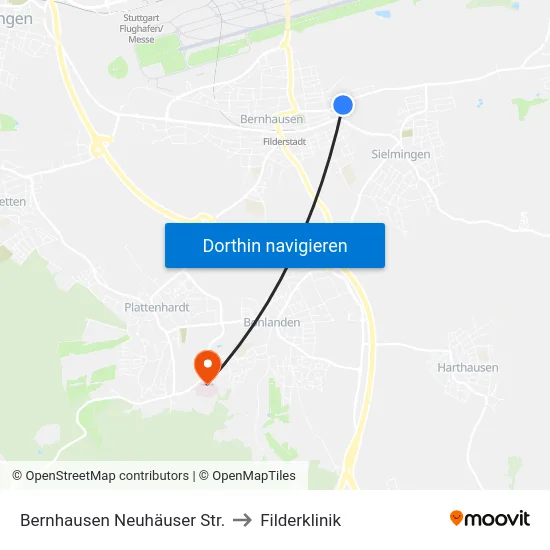 Bernhausen Neuhäuser Str. to Filderklinik map