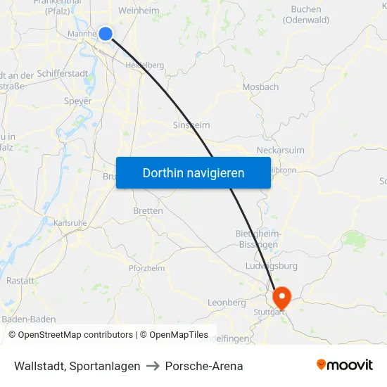 Wallstadt, Sportanlagen to Porsche-Arena map