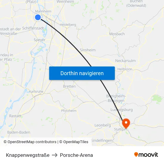 Knappenwegstraße to Porsche-Arena map