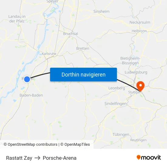 Rastatt Zay to Porsche-Arena map