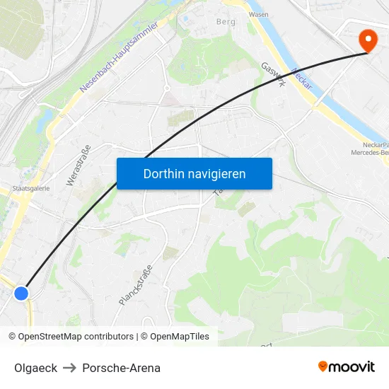 Olgaeck to Porsche-Arena map