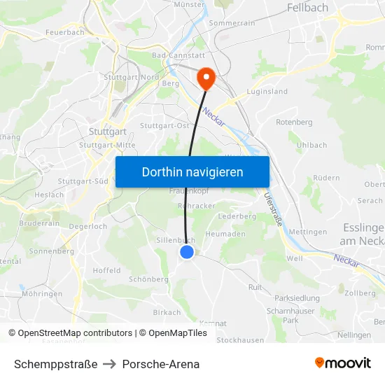 Schemppstraße to Porsche-Arena map