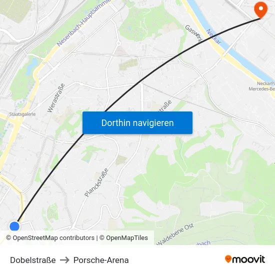 Dobelstraße to Porsche-Arena map