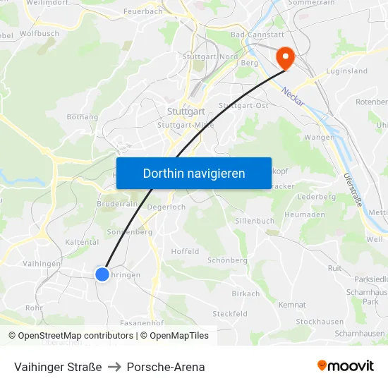 Vaihinger Straße to Porsche-Arena map