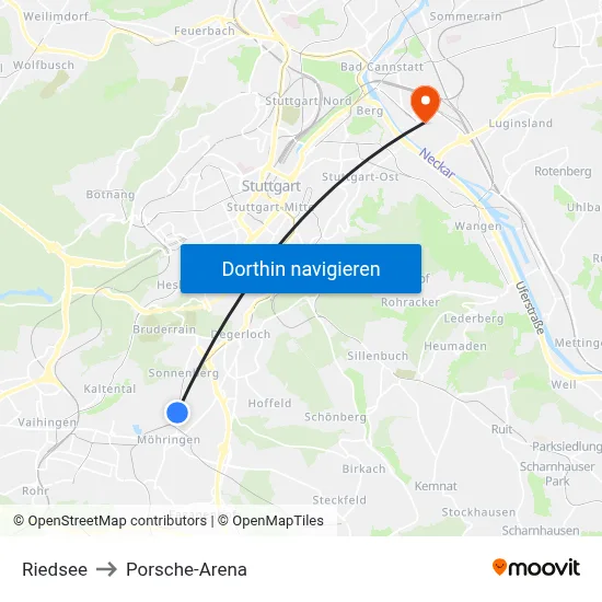 Riedsee to Porsche-Arena map
