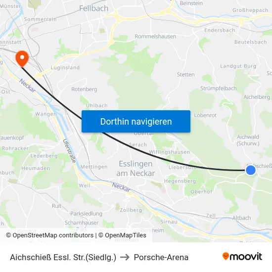 Aichschieß Essl. Str.(Siedlg.) to Porsche-Arena map