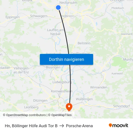 Hn, Böllinger Höfe  Audi Tor B to Porsche-Arena map