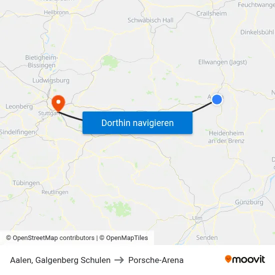 Aalen, Galgenberg Schulen to Porsche-Arena map