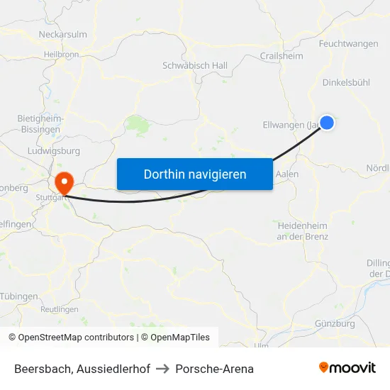 Beersbach, Aussiedlerhof to Porsche-Arena map