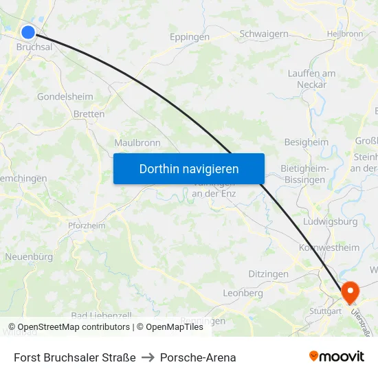Forst Bruchsaler Straße to Porsche-Arena map