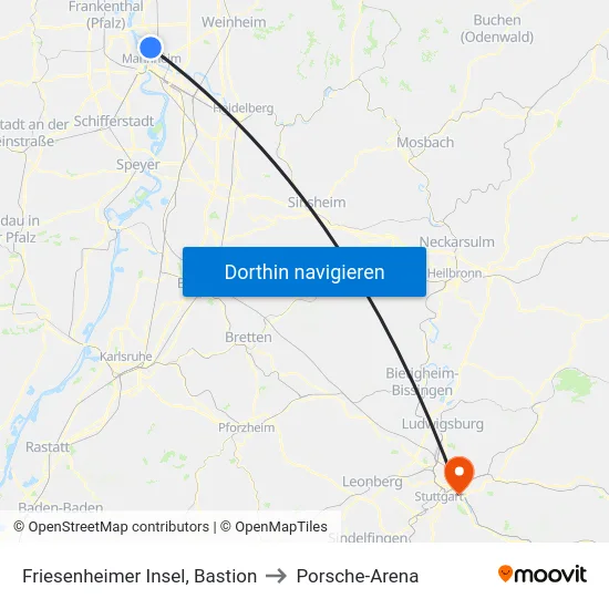 Friesenheimer Insel, Bastion to Porsche-Arena map