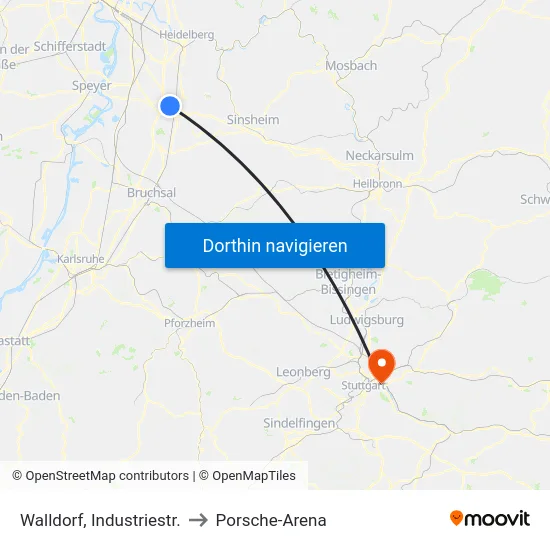 Walldorf, Industriestr. to Porsche-Arena map