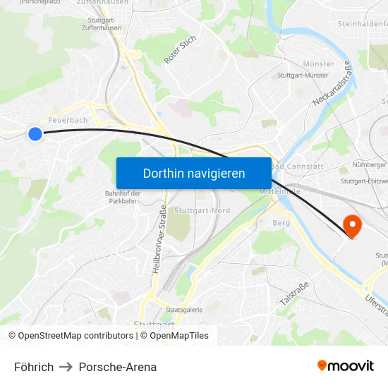 Föhrich to Porsche-Arena map