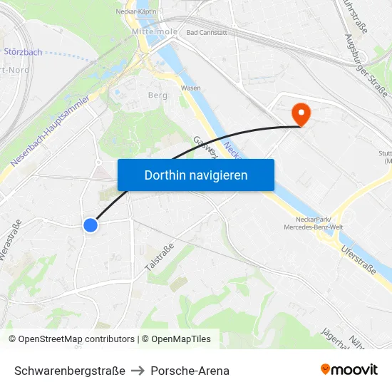 Schwarenbergstraße to Porsche-Arena map