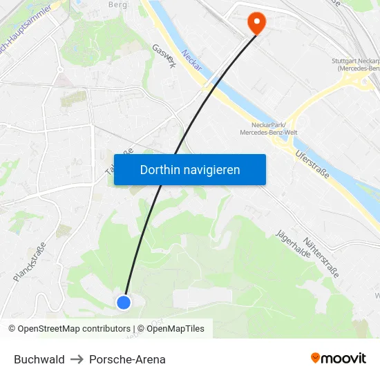 Buchwald to Porsche-Arena map
