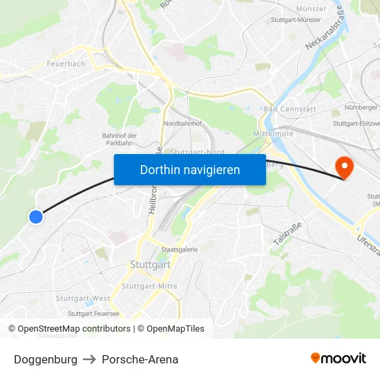 Doggenburg to Porsche-Arena map