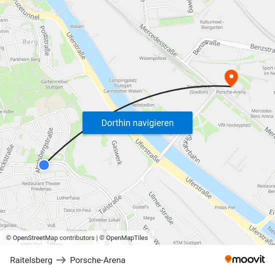 Raitelsberg to Porsche-Arena map