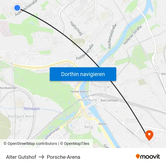 Alter Gutshof to Porsche-Arena map