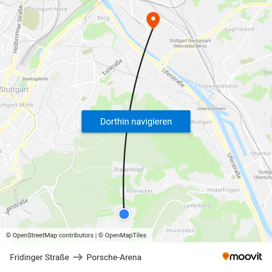 Fridinger Straße to Porsche-Arena map